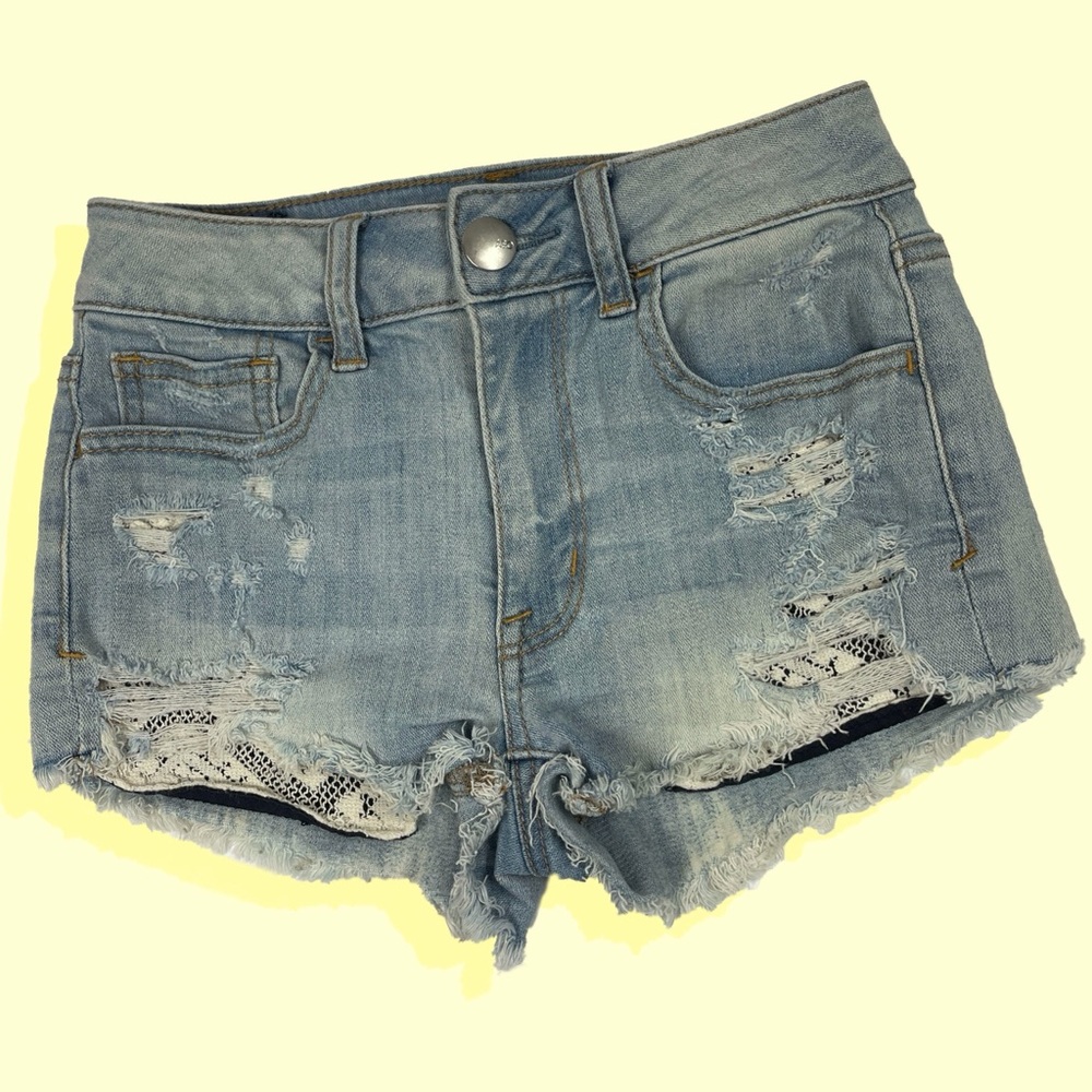 EUC American Eagle High Rise Shorts Distressed 00